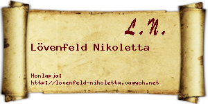 Lövenfeld Nikoletta névjegykártya